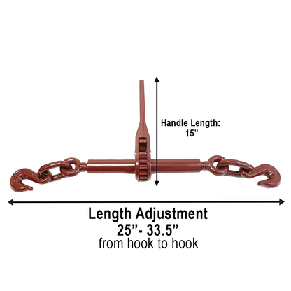Heavy Duty 5/16" - 3/8" Ratchet Chain Binder 6,000-lb Working Load Limit, Fits 5/16" and 3/8" Grade 70 Chains