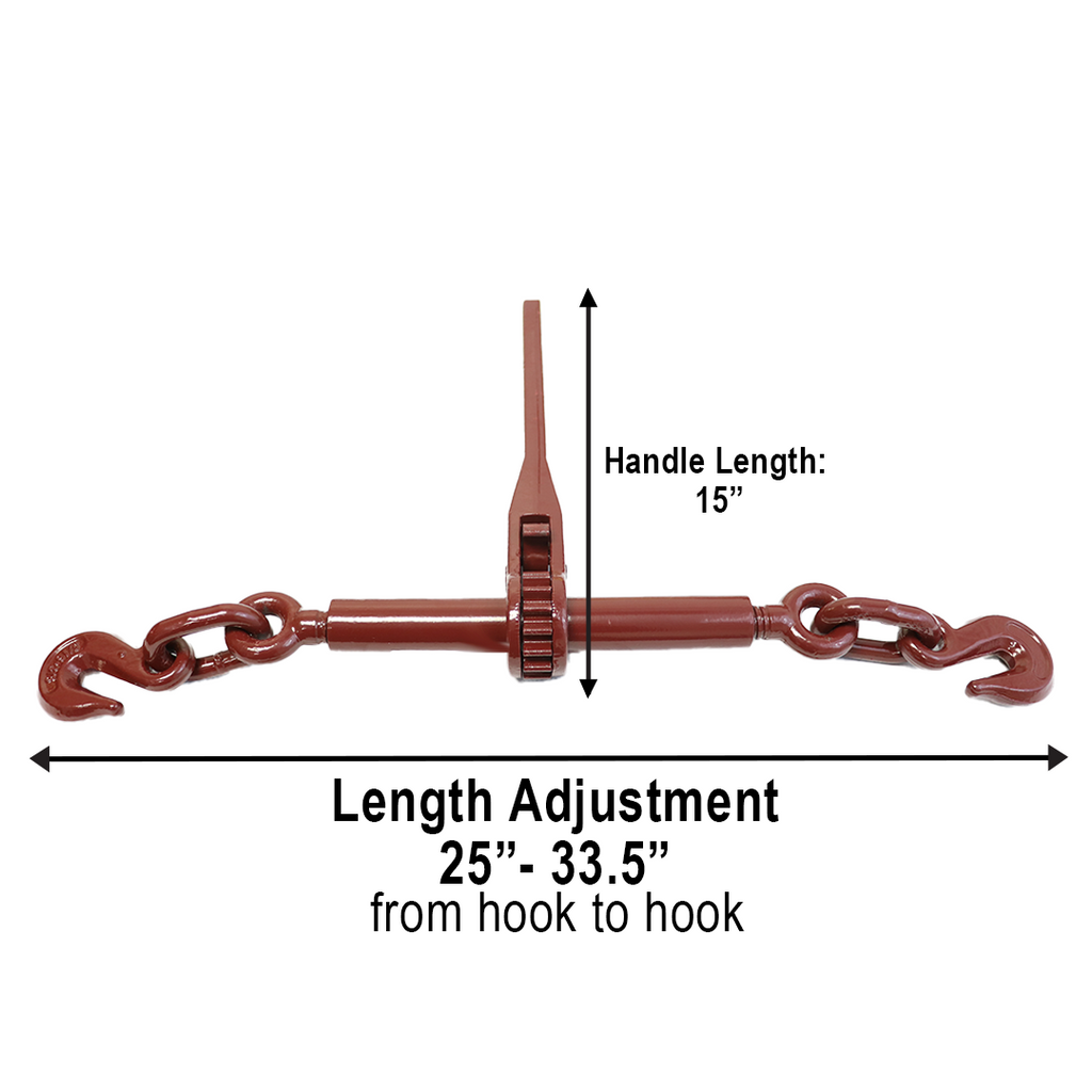 Heavy Duty 5/16" - 3/8" Ratchet Chain Binder 6,600-lb Working Load Limit, Fits 5/16" and 3/8" Grade 70 Chains