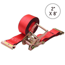 E-Track Wheel Chock Tie-Down Strap – 2" x 8' Heavy Duty Ratchet Strap, 4,400lb Break Strength, Secure Tire Bonnet for ATV, UTV, Lawn Mowers & Equipment Transport-1
