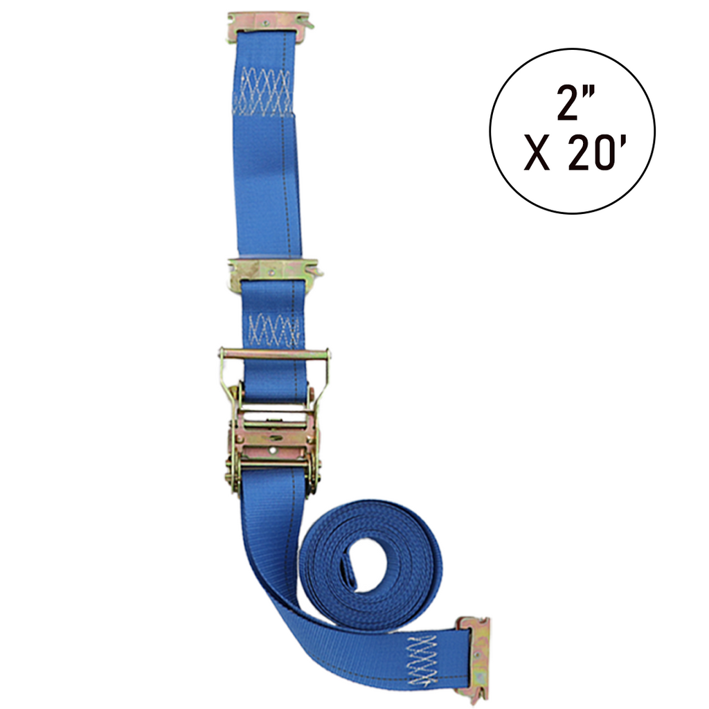 Boxer SecurePro Max 2" x 20' Ratchet E Track Straps with Triple E-Fittings – 3X Anchor Points for Ultimate Load Stability - 4400 lbs.