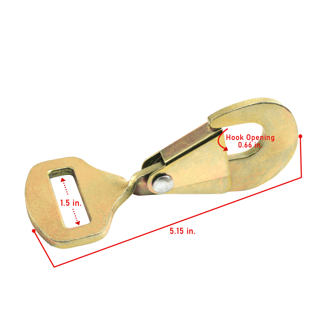 1 1/2" Twisted Snap Hook: 6,600 lb. Pro-Grade Tie-Down Security in Yellow Chrome
