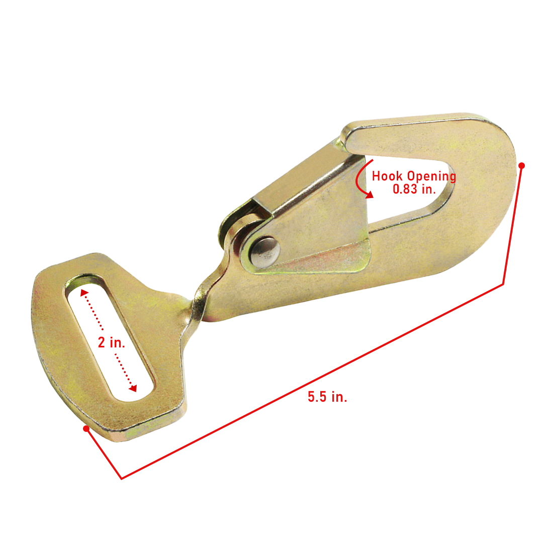 2" Twisted Snap Hook: 5,000 lb. Pro-Grade Tie-Down Security in Yellow Chrome