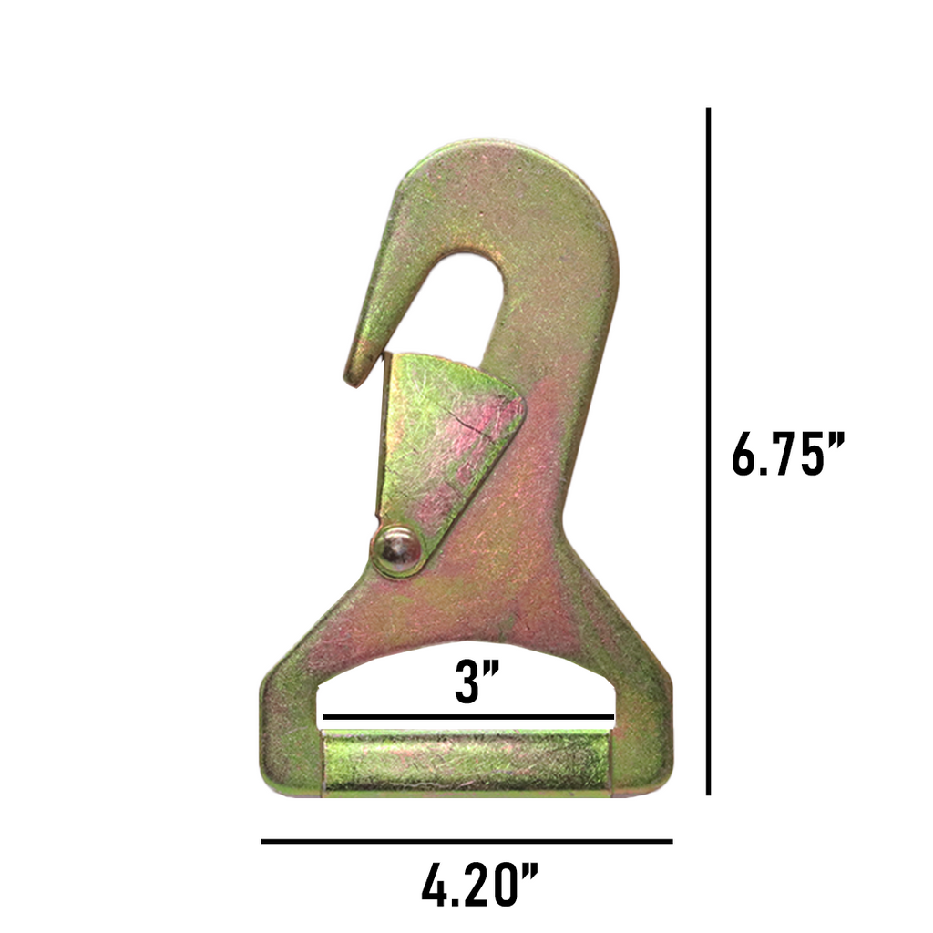 Heavy-Duty 3" Snap Flat Hook with Safety Latch - 15,000 lbs Breaking Strength