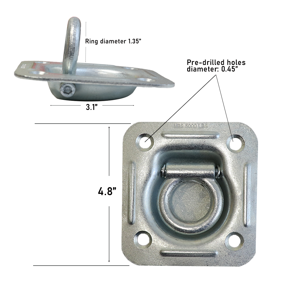 Recessed Trailer Mount with 1.35" D Ring