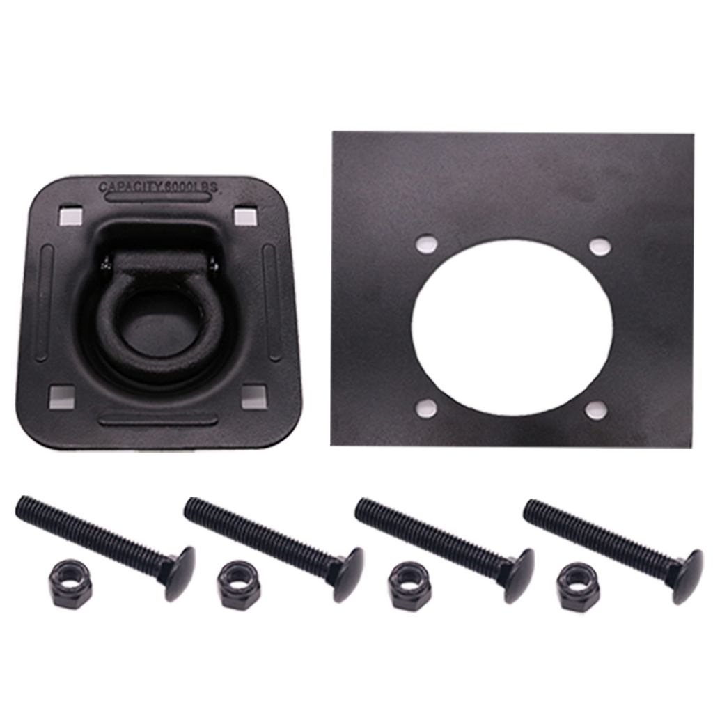 Secure Cargo with Ease: Recessed Pan D-Ring Floor Mounts (4 Pack) with Backing Plates & Hardware