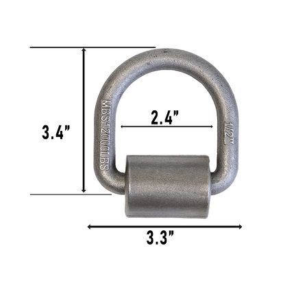 Heavy Duty 1/2" Forged Lashing D-Ring with Weld-On Mounting Bracket