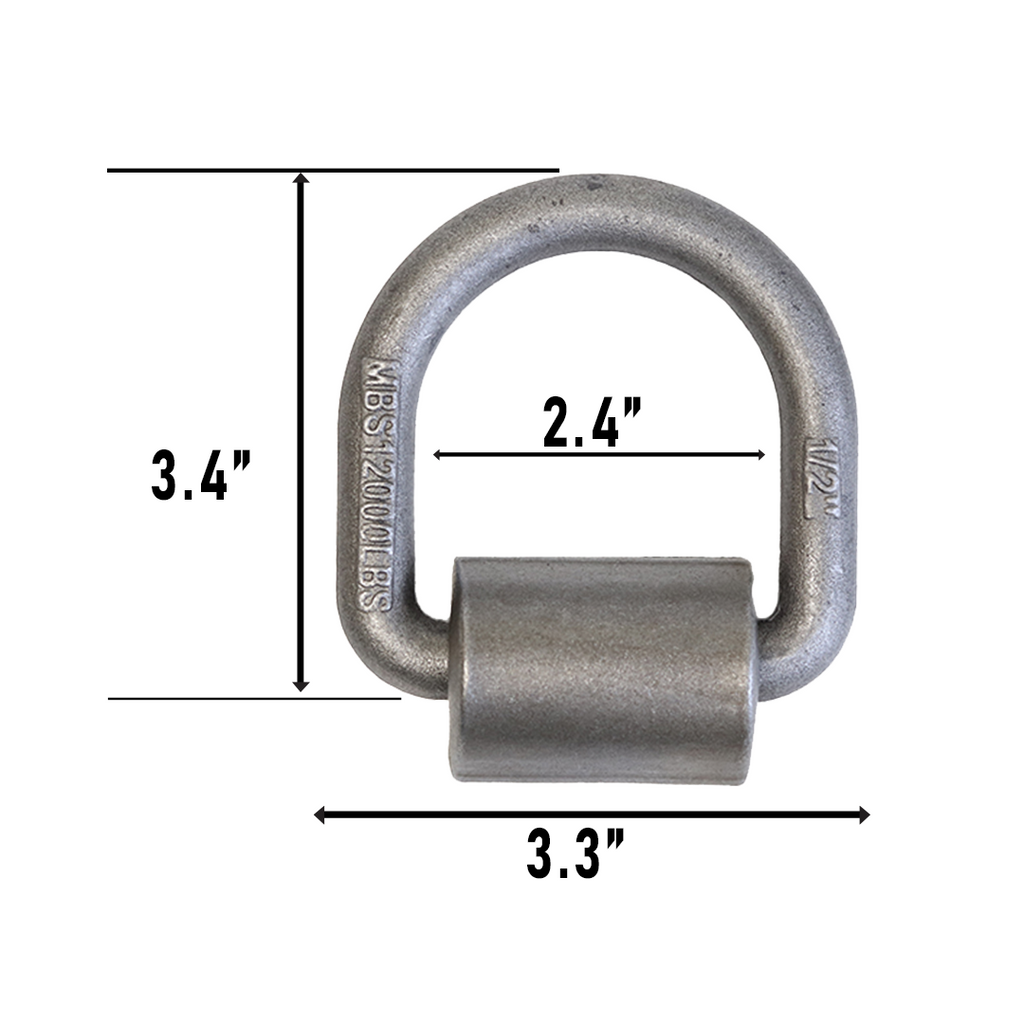 Heavy Duty 1/2" Forged Lashing D-Ring with Weld-On Mounting Bracket