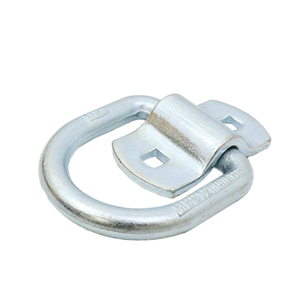 Heavy Duty 1/2" Forged Lashing D Ring with Bolt-On Mounting Bracket in Zinc Plated Steel