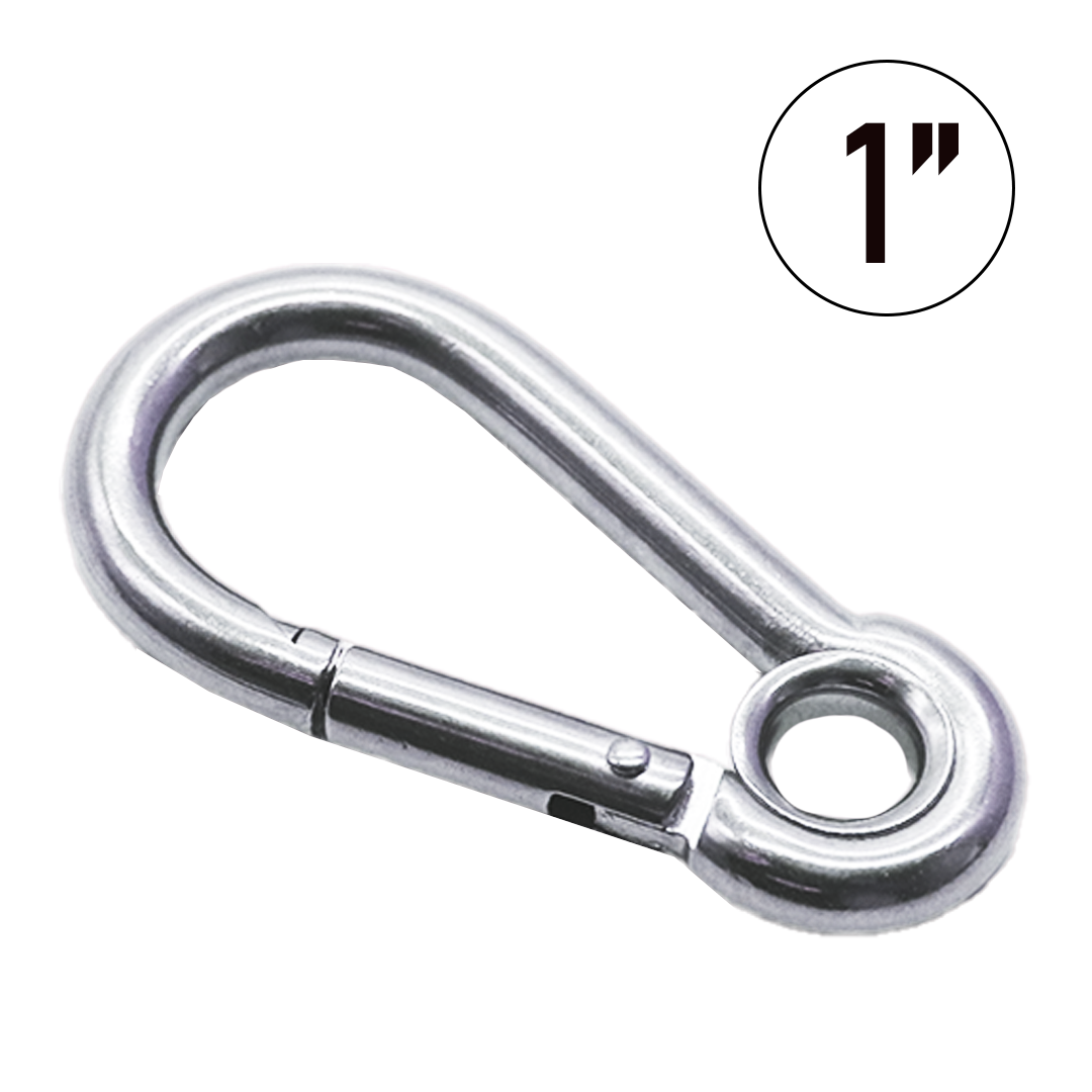 Stainless Steel 1" Carabiner Snap Hooks - 750 lbs. Breaking Strength