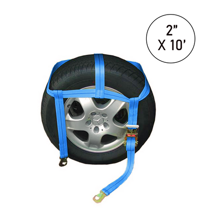 Boxer SecureHaul 2" x 10' Wheel Bonnet Tire Holder: 5,000 lbs. Breaking Strength, Ratchet Extension and Dual Flat Snap Hooks