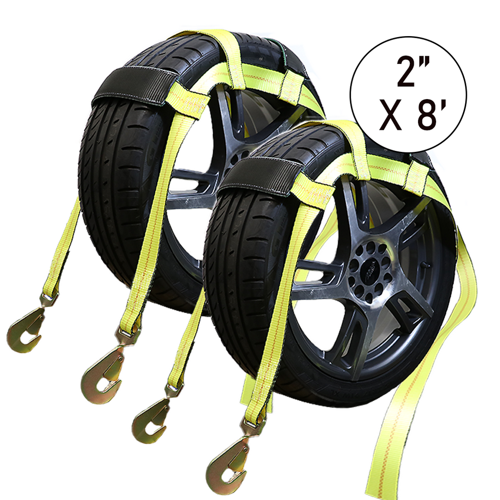 Boxer SureGrip 2" x 8' Wheel Basket Tire Holder with Snap Hooks and Grip-enhancing Rubber Sleeves