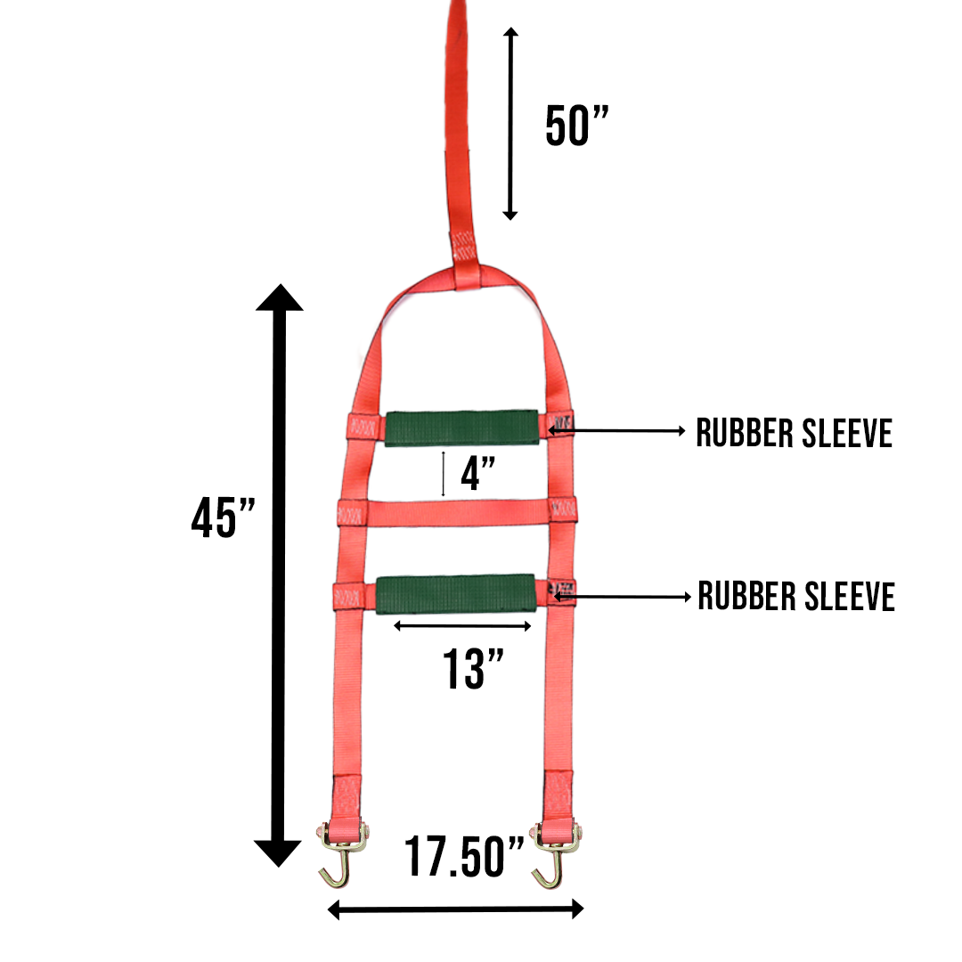 Boxer EliteGrip Pro 2" x 8' Premium Wheel Basket Tire Holder with Swivel J Hooks and High-Performance Rubber Sleeves