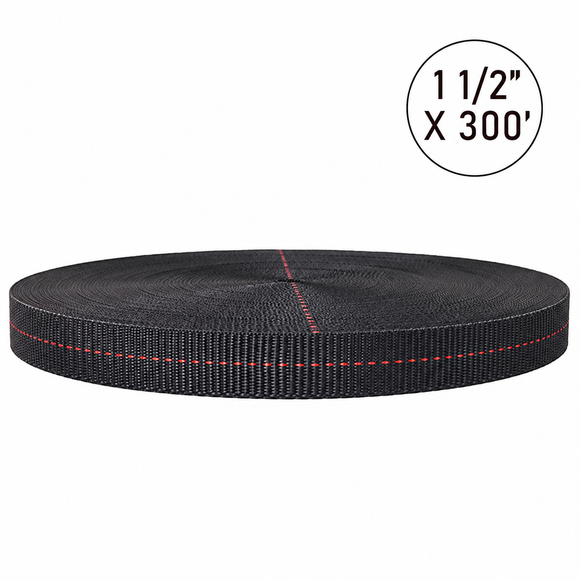 Boxer PolyPro 1.5" x 5,500lb Black Polyester Webbing Roll