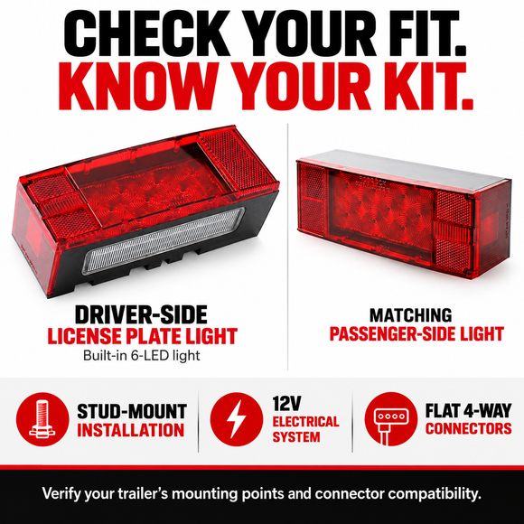 12V LED Low Profile Trailer Tail Light Kit – Driver & Passenger Side