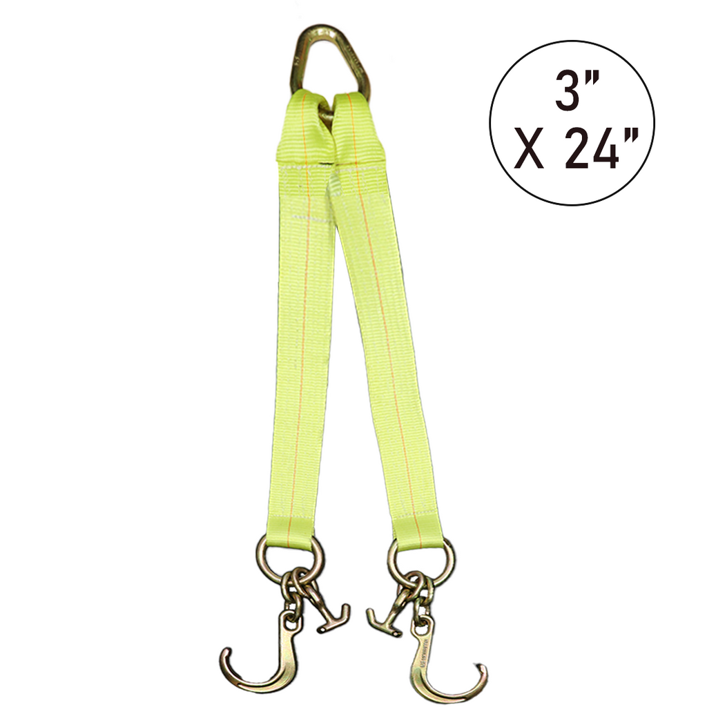 Boxer High-Strength V-Bridle Strap with Yellow Chrome Finish, 8" J Hook, and Versatile T Hook