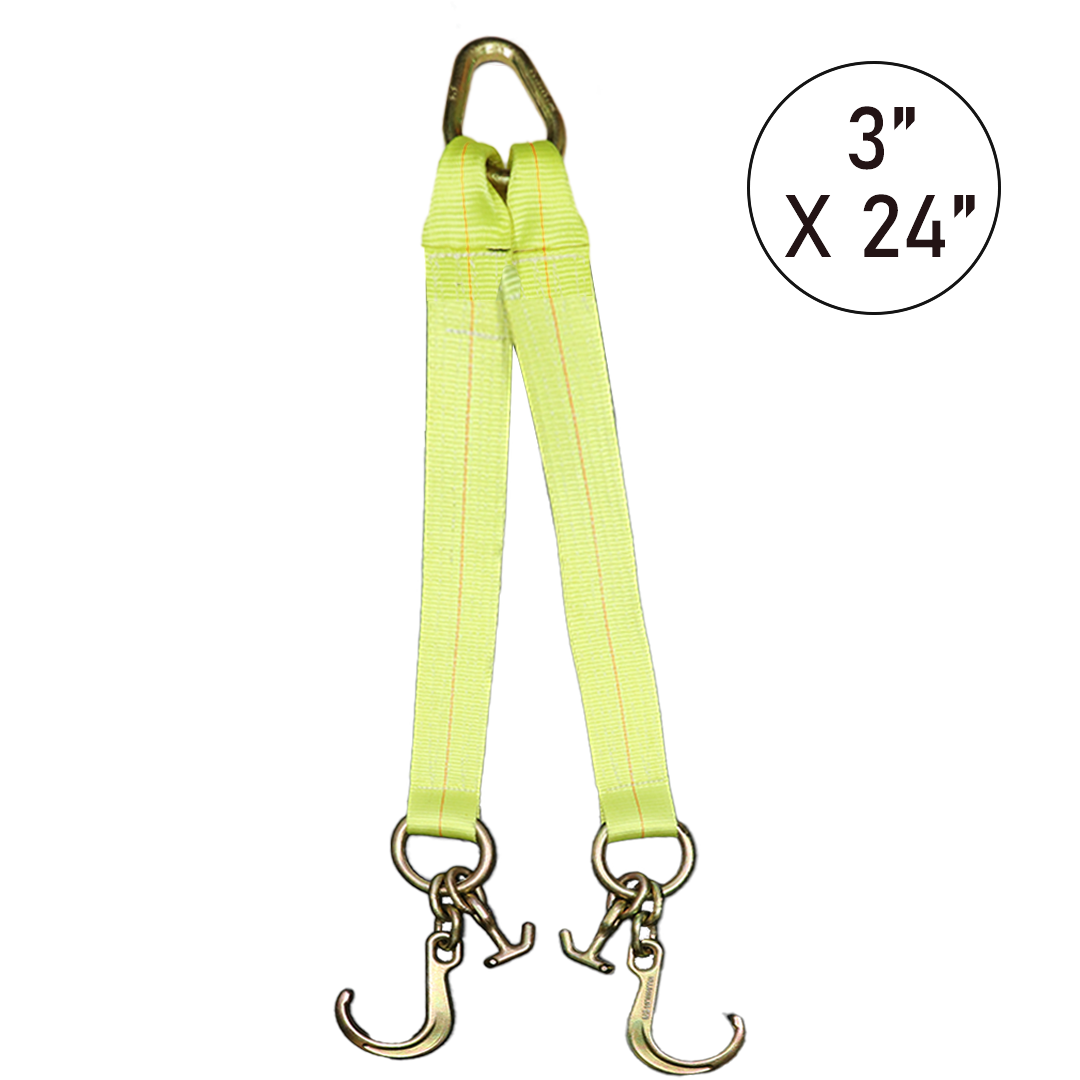 Boxer High-Strength V-Bridle Strap with Yellow Chrome Finish, 8" J Hook, and Versatile T Hook