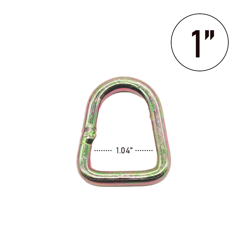 1 Inch Heavy Duty D-Ring - 5500 lbs Breaking Strength, Welded, Heat-Treated, Yellow Chrome, Truck Tie-Down, Towing, Recovery