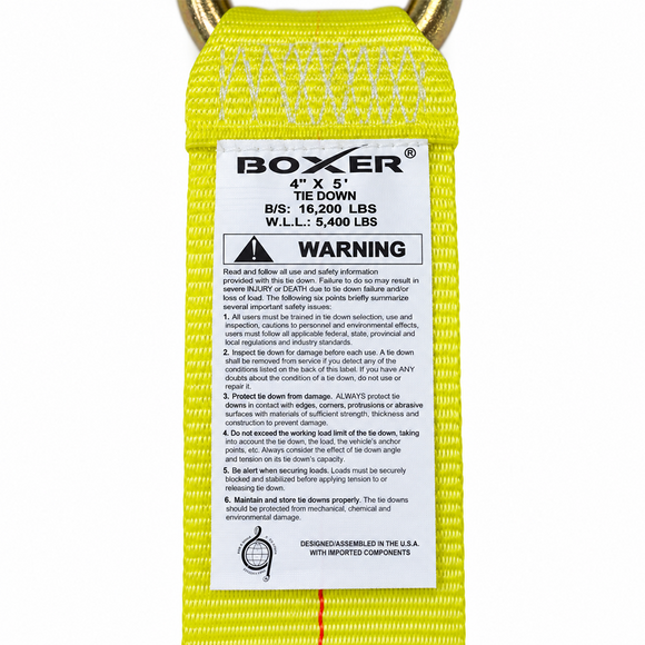 4" x 5' Heavy-Duty Roll-Off Winch Strap with 3/8" Grab Hook – 5,400 lb WLL