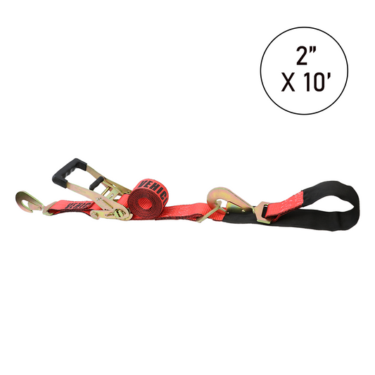 Boxer Ultimate SecureDrive: Premium Lasso-Style Heavy-Duty Car Tie Down Kit for Unrivaled Stability and Safety - 10,000 lbs Break Strength, Featuring 2” x 9.5' Vibrant Red Strap with Twist Snap Hooks