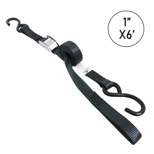 Boxer SecureMax Pro: Ultra-Grip 1" x 6' Cam Buckle Soft Tie Straps with Heavy Duty S Hook