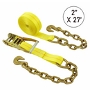 Boxer 2" Heavy-Duty Ratchet Strap - G70 Forged Chain Hooks - 5/16" Chain - USA Assembled - 10,000 lb BS - Wide Ratchet Handle-1