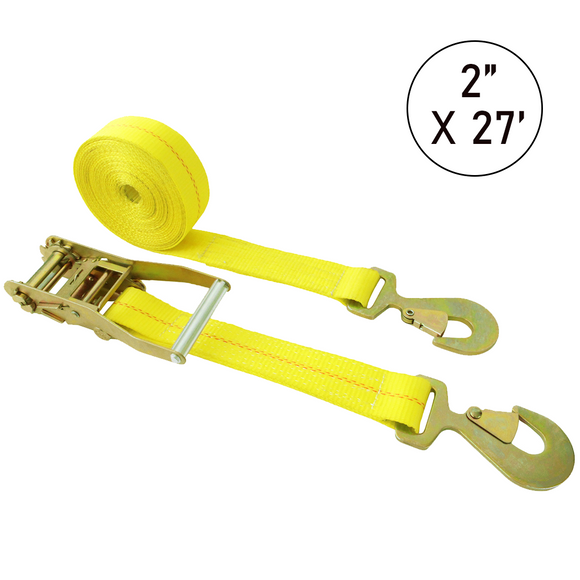 Boxer 2" Heavy-Duty Ratchet Strap - Flat Snap Hooks with Safety Latches - USA Assembled - 10,000 lb BS - Wide Handle Ratchet