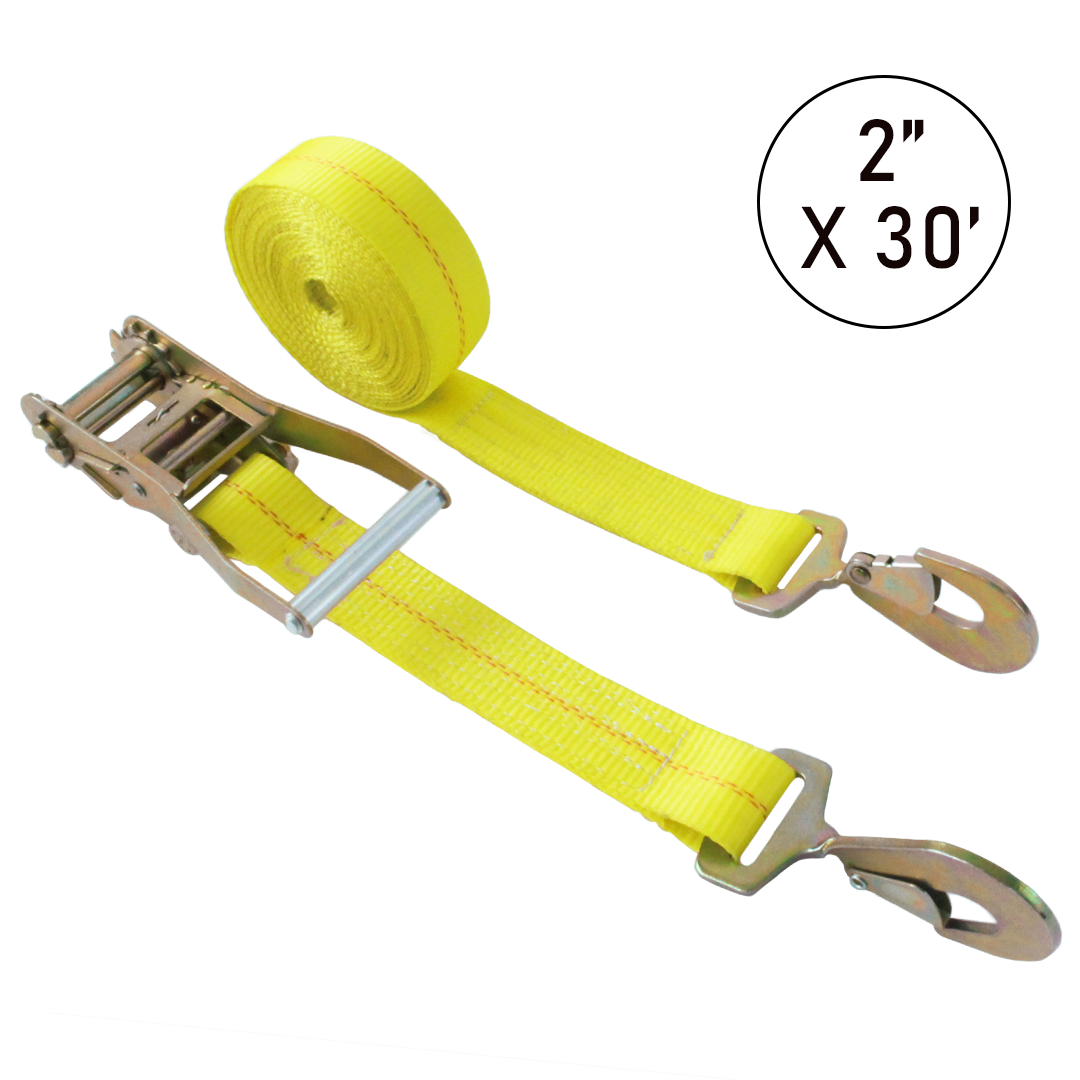 Boxer 2" Ratchet Strap with Wide Handle and Twist Snap Hooks - 10,000 lbs Load Capacity
