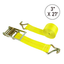 Boxer 3" Heavy-Duty Ratchet Strap - Twin J Hooks / Wire Hooks - USA Assembled - 15,000 lb BS - 18,000 lb Custom Webbing-1