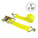 Boxer 3" Heavy-Duty Ratchet Strap - Twin J Hooks / Wire Hooks - USA Assembled - 15,000 lb BS - 18,000 lb Custom Webbing-3