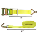 Boxer Pro-Assembled 4" x 27' Heavy-Duty Ratchet Tie Down with J Hooks - 16,200 lbs Breaking Strength-3