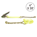 Boxer 4" x 30' USA Assembled Heavy-Duty Pro Ratchet Strap - Grade 70 Forged Chain Hooks - 16,200 lb BS - Double Locking Buckle - 20,000 lb Webbing-1