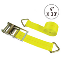 Boxer 4" x 30' USA Assembled Heavy-Duty Ratchet Strap - Versatile Delta Rings - 16,200 lb BS - Double Locking Buckle - 20,000 lb Industrial Webbing-1