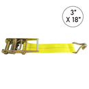 Boxer 3" x 18" USA Assembled Ratchet Strap Replacement Short End - Twin J Hook / Wire Hook - 15,000 lb BS - Custom Fixed End-1