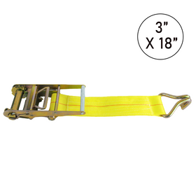 Boxer 3" x 18" USA Assembled Ratchet Strap Replacement Short End - Twin J Hook / Wire Hook - 15,000 lb BS - Custom Fixed End