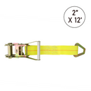 Boxer 2" x 12" USA Assembled Ratchet Strap Replacement Short End - Heavy Duty Delta Ring - 10,000 lb BS - Custom Fixed End-1