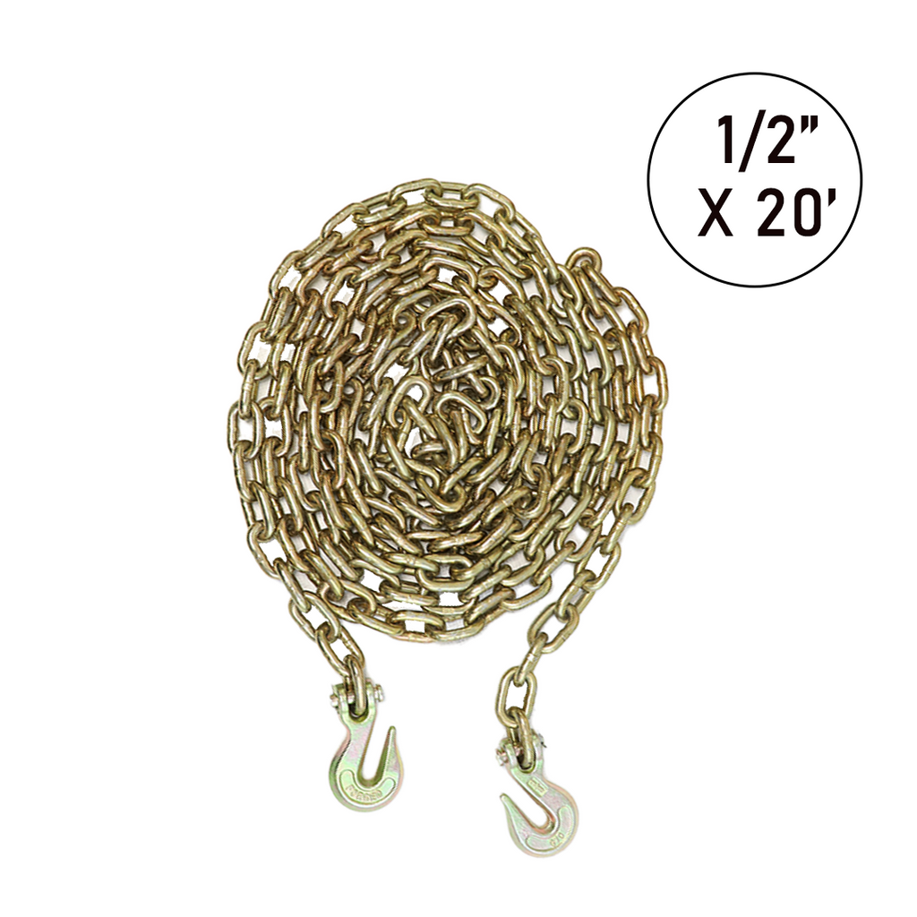 1/2" X 20' Transport Chain w/ Clevis Grab Hook Grade 70