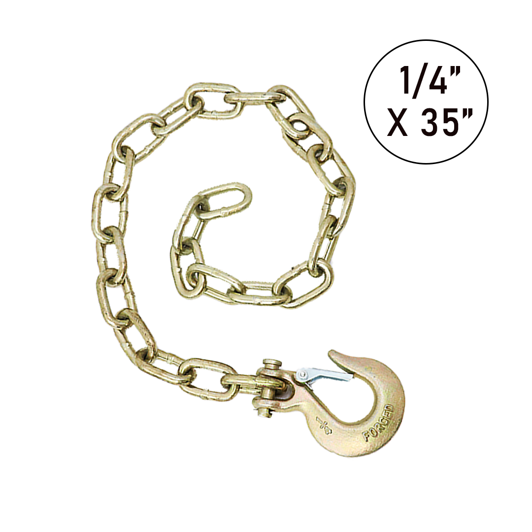 Grade 70 35" Trailer Safety Chain with 1/4" Clevis Hook