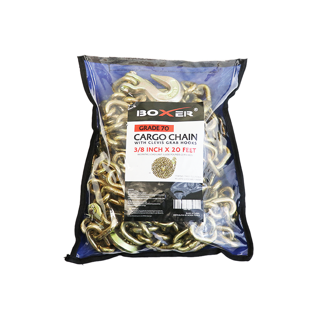 3/8" X 20' Transport Chain w/ Clevis Grab Hook Grade 70