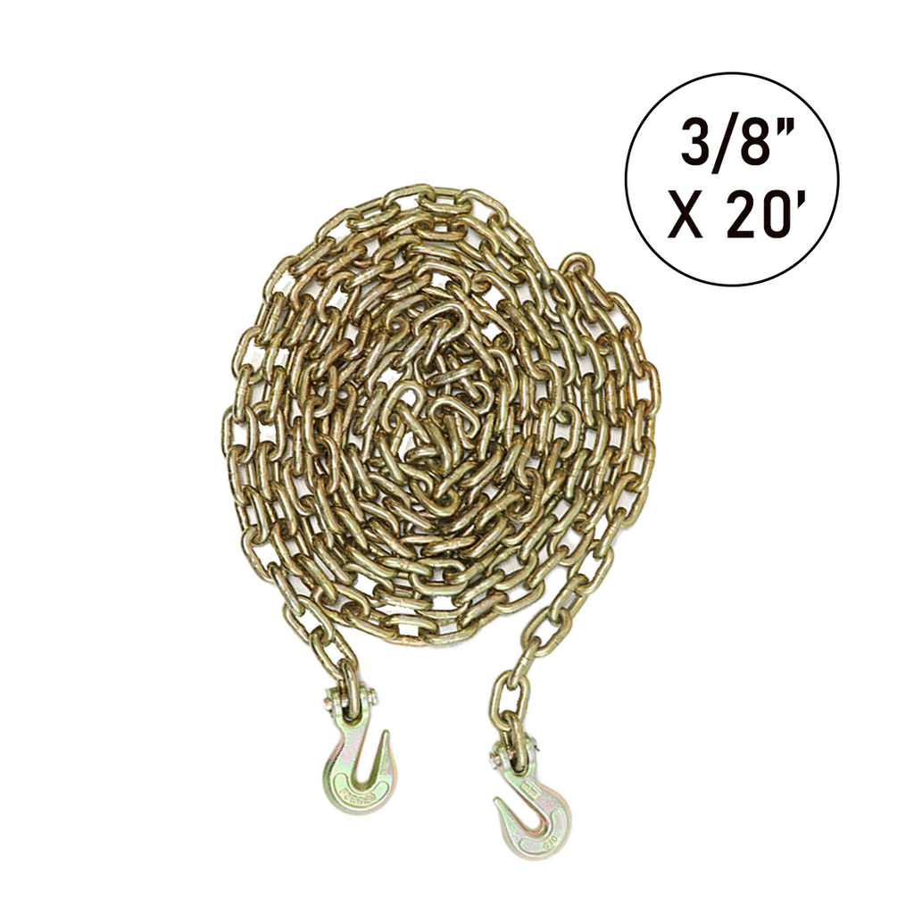 3/8" X 20' Transport Chain w/ Clevis Grab Hook Grade 70