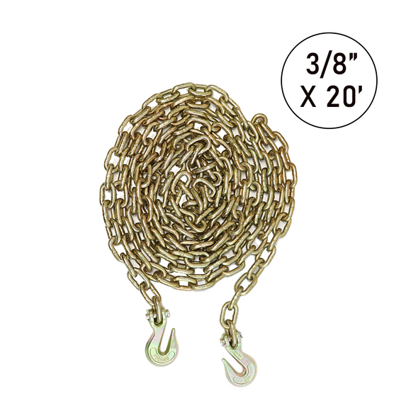 3/8" X 20' Transport Chain w/ Clevis Grab Hook Grade 70