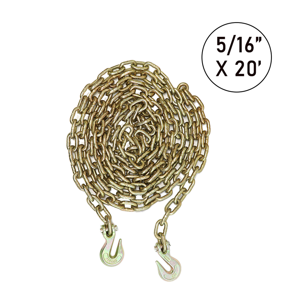 5/16" X 20' Transport Chain w/ Clevis Grab Hook Grade 70