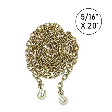 5/16" X 20' Transport Chain w/ Clevis Grab Hook Grade 70