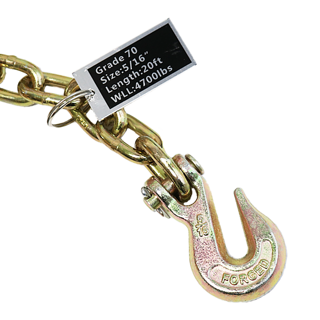 5/16" X 8' Transport Chain w/ Clevis Grab Hook Grade 70