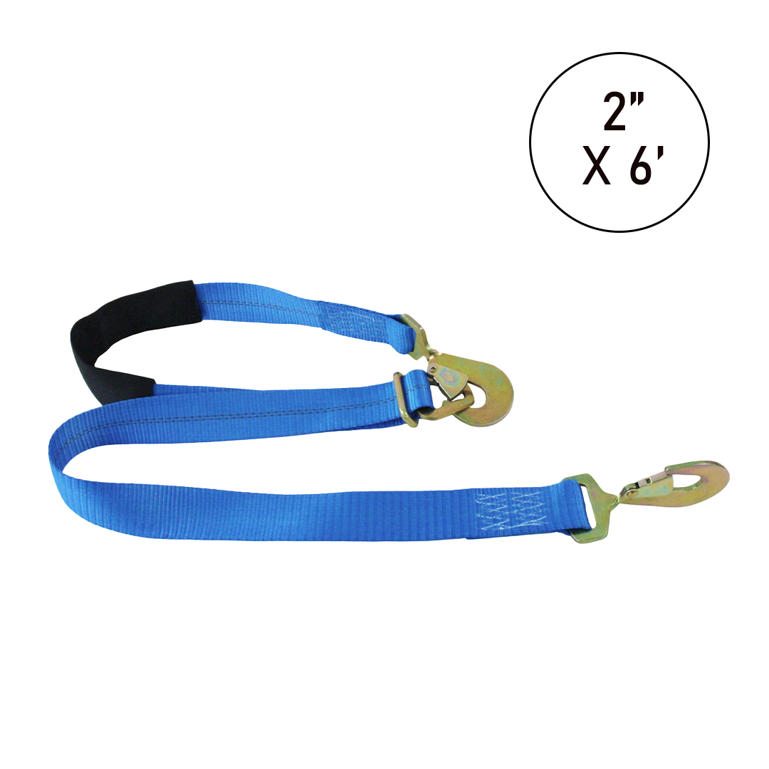 Boxer 2" x 6' Adjustable Tie-Back Strap with Twisted Snap Hook and Axle Strap