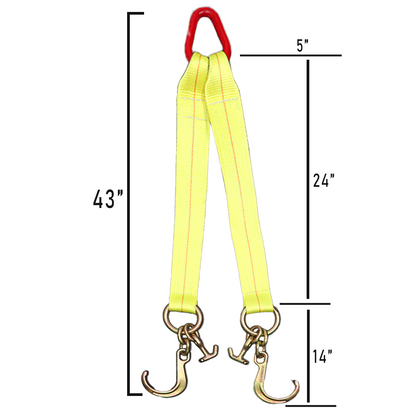 Boxer High-Strength V-Bridle Strap with Red Chrome Finish, 8" J Hook, and Versatile T Hook