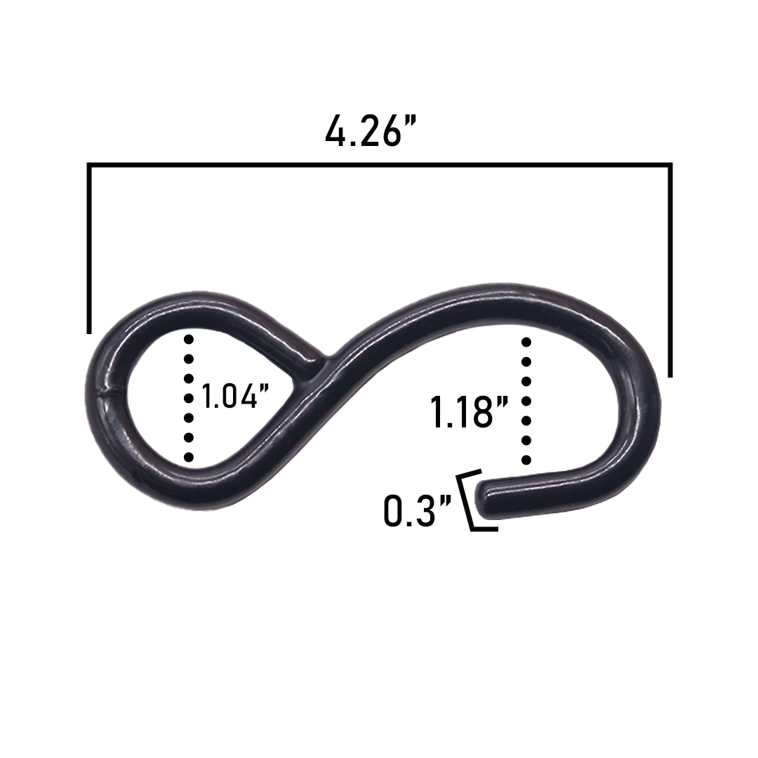 1" Heavy Duty S Hook - 1,500 lbs Breaking Strength, Full PE Coated Tie Down Hook