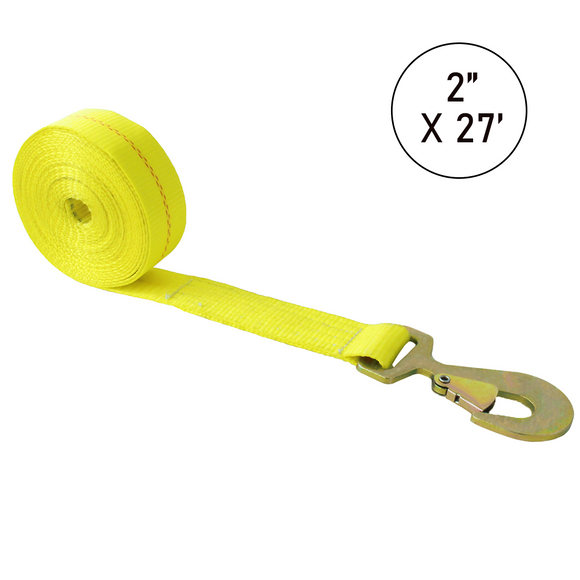 Boxer 2" USA Assembled Winch Strap - Heavy Duty Flat Snap Hook with Safety Latch - 10,000 lb BS - Custom Industrial Webbing