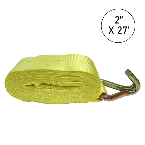 Boxer 2" USA Assembled Winch Strap - Twin J-Hook / Wire Hook - 10,000 lb BS - Heavy Duty Custom Webbing