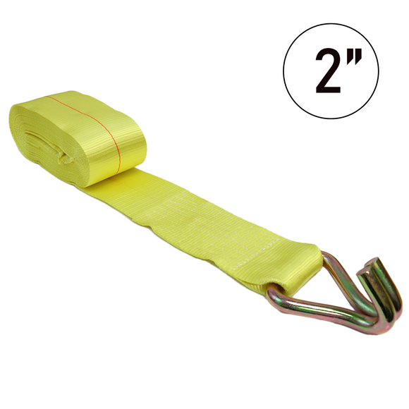 Boxer 2" USA Assembled Winch Strap - Twin J-Hook / Wire Hook - 10,000 lb BS - Heavy Duty Custom Webbing