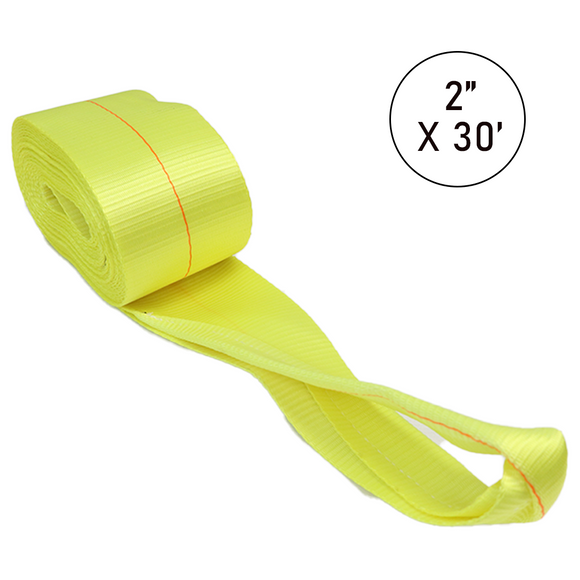 Boxer 2" USA Assembled Winch Strap - Reinforced Loop End - 10,000 lb BS - Heavy Duty Polyester Webbing